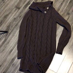 Esprit Dark Brown Cable Knit Turtleneck Sweater PTP 17”